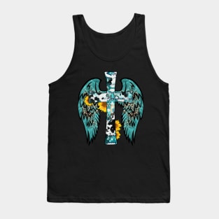 Gemstone Faith Cross Wings Design Tank Top